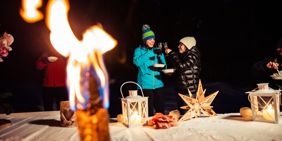 Aperitif on a snowmobile, Pale di San Martino