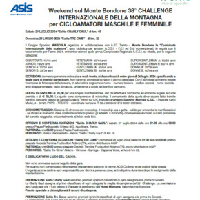 38a Challenge Internazionale della montagna per cicloamatori maschili e femminili - Weekend ciclistico sul Monte Bondone
